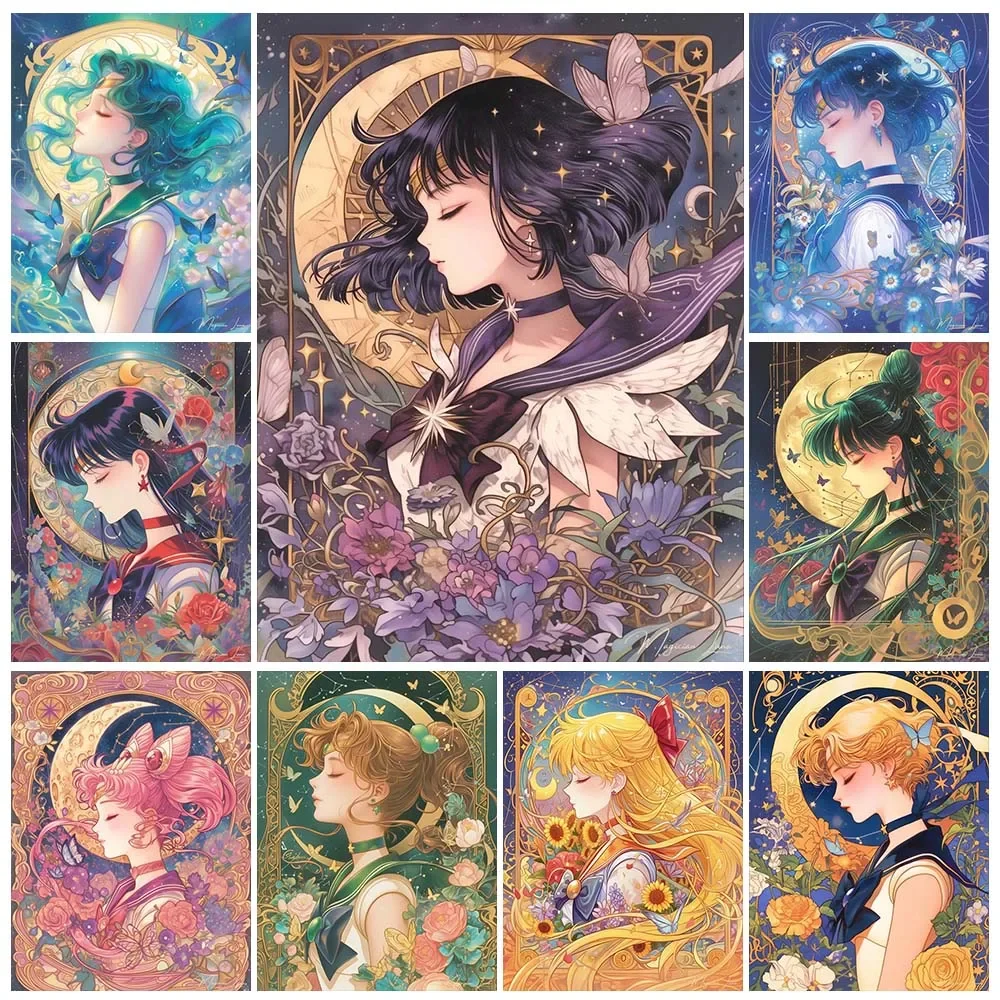 Embroidery Embellishments - Kreskówka Anime Diamentowe Malowanie Piękna Księżycowa